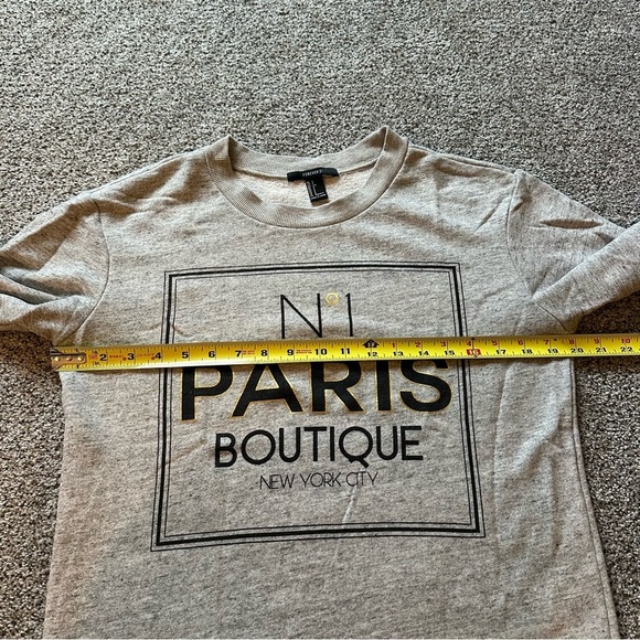 FOREVER 21 S Heathered Gray Sweatshirt Paris Boutique Graphic Perfume - Picture 11 of 11